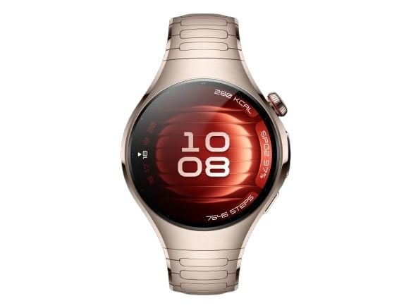 Huawei Watch 5 - 42 mm - 904L rustfritt stål - smartklokke med stropp - titan - sand gold - håndleddstørrelse: 120-190 mm - display 1.38" - Bluetoo...