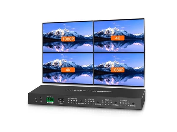 Techly IDATA HDMI-MX44, AV matrix switcher, 18 Gbit/s, 4096 x 2160 pixels, 4096 x 2160 pixels, 1.4/2.2, 480i@60Hz, 480p@60Hz, 576i@50Hz, 576p@50Hz,... Techly IDATA HDMI-MX44, AV matrix switcher, 18 Gbit/s, 4096 x 2160 pixels, 4096 x 2160 pixels, 1.4/2.2, 480i@60Hz, 480p@60Hz, 576i@50Hz, 576p@50Hz,...