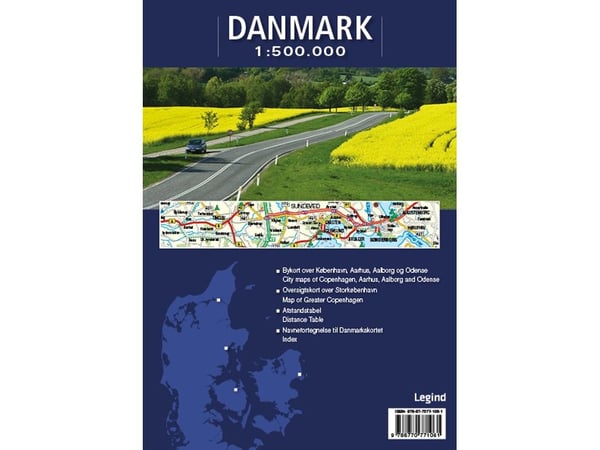 Danmark foldekart | Språk: Dansk