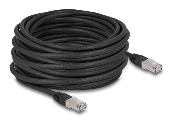 Delock - Koblingskabel - RJ-45 (hann) til RJ-45 (hann) - 15 m - 7 mm - S/FTP - CAT 6a - halogenfri, formstøpt, utendørs - svart