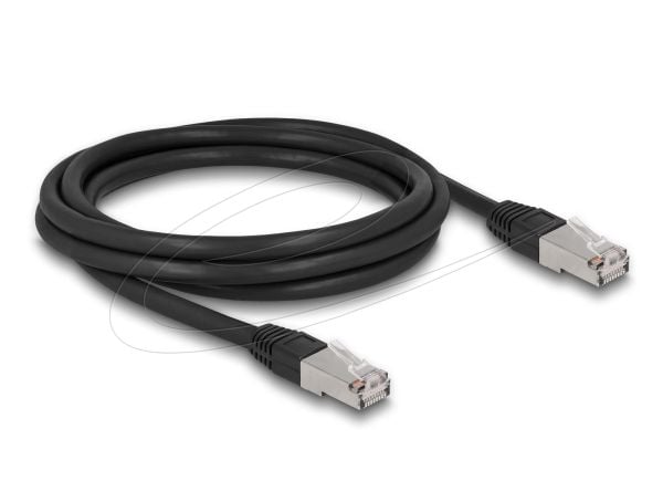 Delock - Koblingskabel - RJ-45 (hann) til RJ-45 (hann) - 2 m - 7 mm - S/FTP - CAT 6a - halogenfri, utendørs - svart