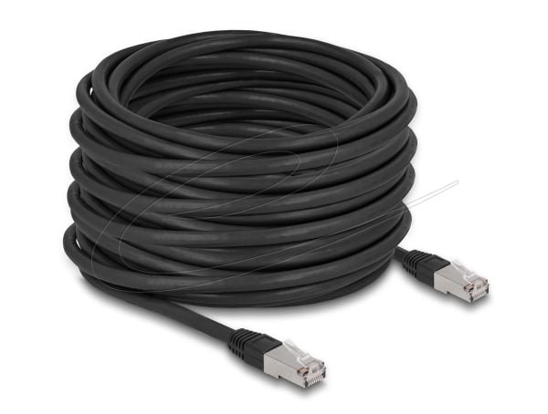 Delock - Koblingskabel - RJ-45 (hann) til RJ-45 (hann) - 20 m - 7 mm - S/FTP - CAT 6a - halogenfri, utendørs - svart
