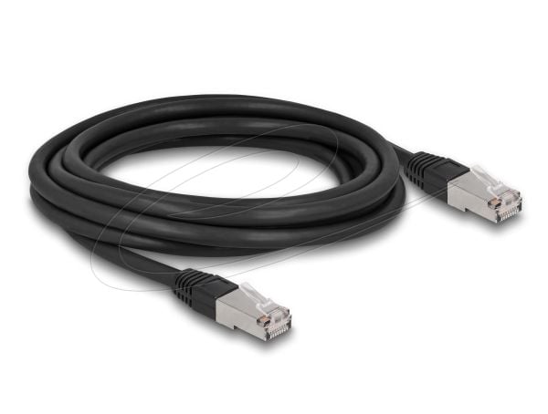 Delock - Koblingskabel - RJ-45 (hann) til RJ-45 (hann) - 3 m - 7 mm - S/FTP - CAT 6a - halogenfri, utendørs - svart