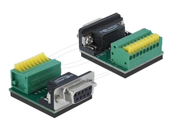 Delock - Seriell adapter - DB-9 (hunn) til 9-pins terminalblokk - tommelskruer, trykknapp
