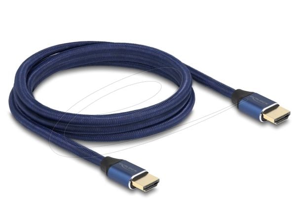 Delock - Ultra High Speed - HDMI-kabel - HDMI hann til HDMI hann - 2 m - trippel beskyttelse - blå - gullglimtkontakter, 8 K 60 Hz (7680 x 4320) st...