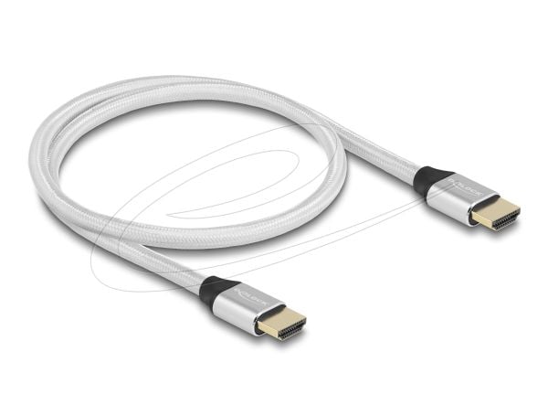 Delock - Ultra High Speed - HDMI-kabel - HDMI hann til HDMI hann - 50 cm - trippel beskyttelse - sølv - gullglimtkontakter, 8 K 60 Hz (7680 x 4320)...