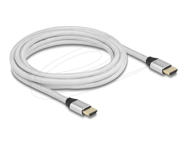 Delock - Ultra High Speed - HDMI-kabel - HDMI hann til HDMI hann - 3 m - trippel beskyttelse - sølv - gullglimtkontakter, 8 K 60 Hz (7680 x 4320) s...