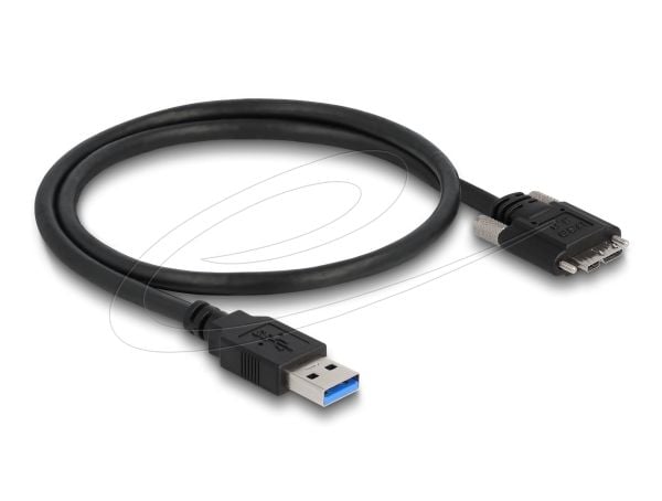 Delock - USB-kaapeli - USB Type A (han) til Micro-USB Type B (han) - USB 3.0 - 50 cm - tommelskruer - sort