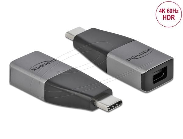 Delock - Video adapter - USB-C (hann) til Mini DisplayPort (hunn) - USB 3.2 Gen 1 / DisplayPort 1.2 - 4K 60Hz støtte - grå