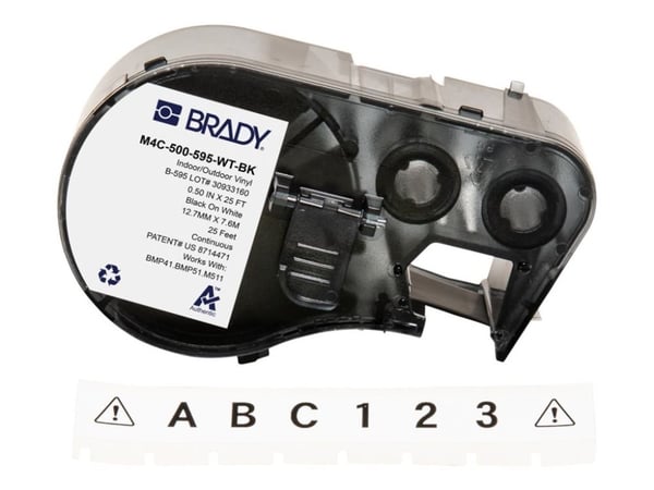 Brady B-595 - Vinyl - blank - permanent akryl-adhesiv - svart på hvitt - Rull (1,27 cm x 7,62 m) 1 rull(er) tape - for Brady BMP53