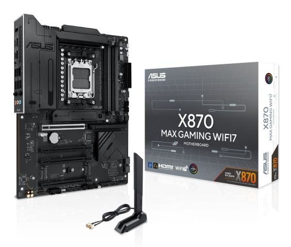 ASUS X870 MAX GAMING WIFI7 - Hovedkort - ATX - Socket AM5 - AMD X870 Chipset - USB4, USB-C 3.2 Gen 2x2, USB 3.2 Gen 2, USB 3.2 Gen 1 - Wi-Fi 7, 2.5...