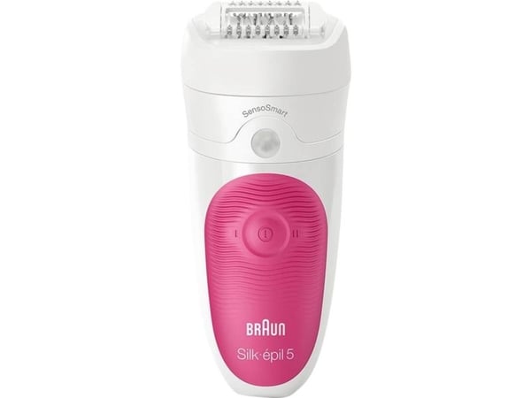 Braun Silk-épil 5-500 SensoSmart Wet &amp; Dry, vaaleanpunainen, valkoinen, 28 pinsettiä, 1 h, 30 min.