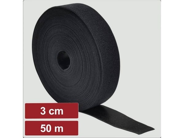 Elektroniskt garage EG25CA118 burrband för sammanfogning statisk loop-del (L x B) 50 m x 3 cm svart 50 m