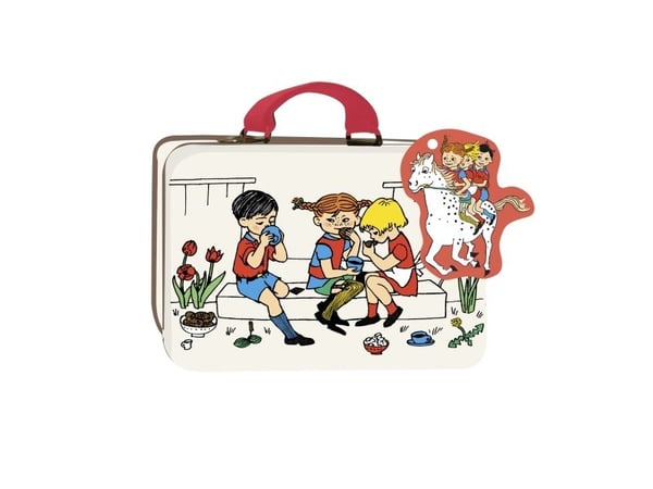Pippi - liten tinnkoffert - beige | Språk: Dansk