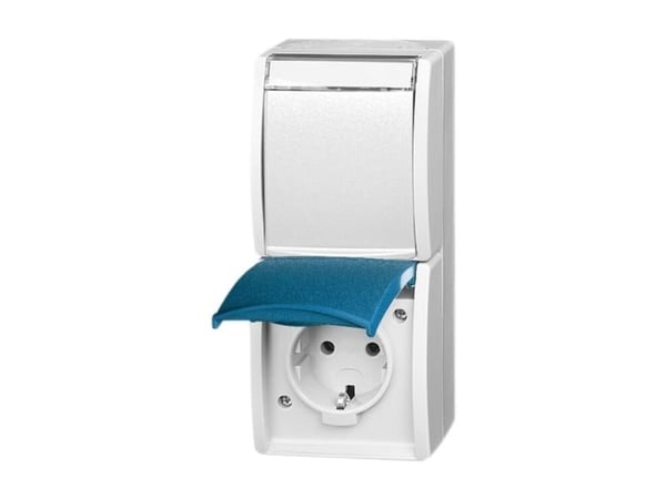 ABB 20-02 EWN-53, Tyyppi F, 2P+PE, Vihreä, Harmaa, Sininen, Termoplastinen, Muovi, IP44, 75 mm
