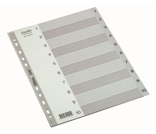 Bantex 100204665, Numerisk faneindeks, Polypropylen (PP), Grå, A4, 226 mm, 297 mm