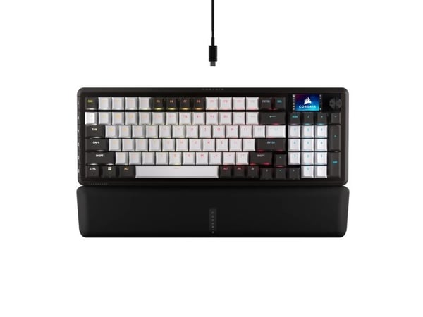 Corsair CH-91E921E-NA, Koblet med ledninger (ikke trådløs), USB, Mekanisk nøkkelbryter, QWERTY, RGB LED, Svart, Hvit