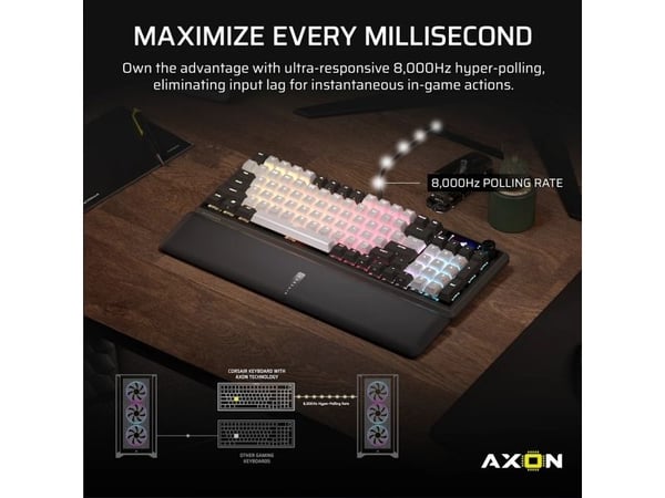 Corsair CH-91E921E-NA, Koblet med ledninger (ikke trådløs), USB, Mekanisk nøkkelbryter, QWERTY, RGB LED, Svart, Hvit