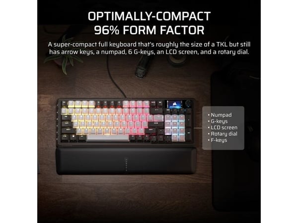 Corsair CH-91E921E-NA, Koblet med ledninger (ikke trådløs), USB, Mekanisk nøkkelbryter, QWERTY, RGB LED, Svart, Hvit
