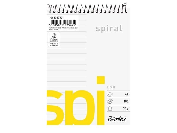 Bantex 100302753, Mønster, A6, 100 ark, 70 g/m², Linjerte ark