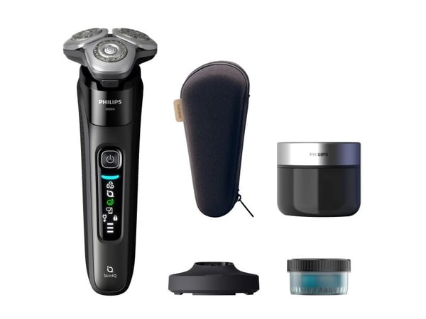 Philips i9000 X9000/30 Wet & Dry -sähköparranajokone, jossa SkinIQ, Parranajokone kääntyvällä päällä, musta, SkinIQ, Android, iOS, Akku, Litiumioni...