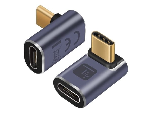 TECHly - USB-adapter - 24 pin USB-C (hann) vinklet til 24 pin USB-C (hunn) - USB4 - 20 V - 5 A - up to 40 Gbps data transfer rate, 2K 60Hz støtte, ...