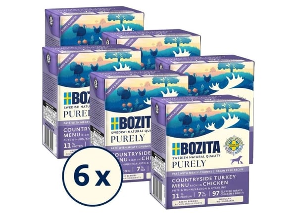 Bozita Purely indrefelt med kylling, paté og kjøtt, for valper 370 g