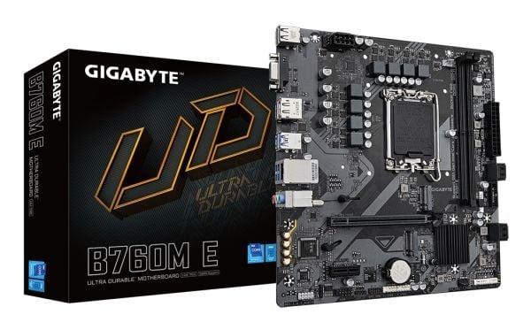 Gigabyte B760M E - 1.0 - hovedkort - micro ATX - LGA1700-sokkel - B760 Chipset - USB 3.2 Gen 1 - Gigabit LAN - innbygd grafikk (CPU kreves) - HD-ly...