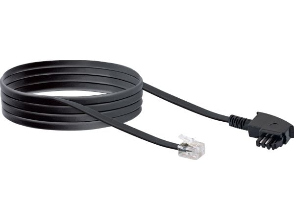 Schwaiger TAL6237 533, 10 m, RJ-11, TAE (N), Hankjønn, Hankjønn, Sort