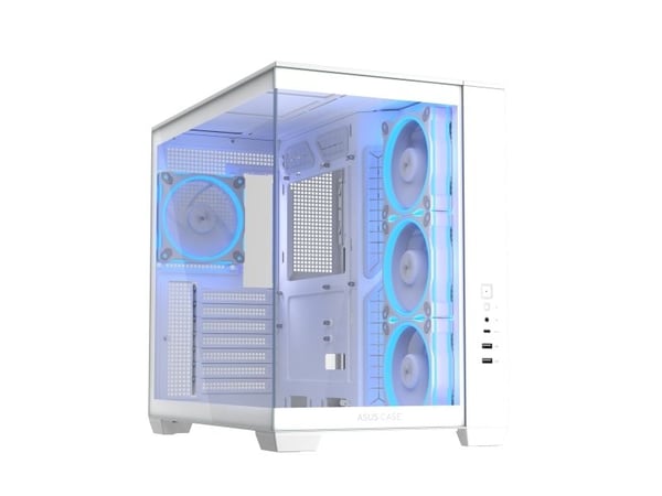ASUS A32 PLUS - ATX-boks - sidepanel med vindu (herdet glass) - ingen strømforsyning (ATX) - hvit - USB/lyd