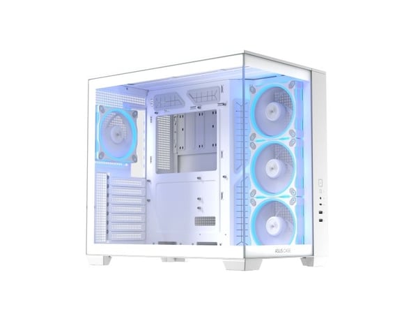 ASUS A32 PLUS - ATX-boks - sidepanel med vindu (herdet glass) - ingen strømforsyning (ATX) - hvit - USB/lyd