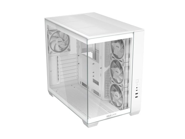 ASUS A32 PLUS - ATX-boks - sidepanel med vindu (herdet glass) - ingen strømforsyning (ATX) - hvit - USB/lyd