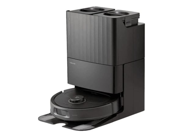 Roborock Qrevo C Pro, poseløs, svart, rund, støvpose, lading, rensing, 63 dB