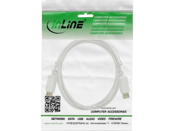 InLine 17205W, 5 m, DisplayPort, DisplayPort, Hankjønn, Hankjønn, 7680 x 4320 piksler