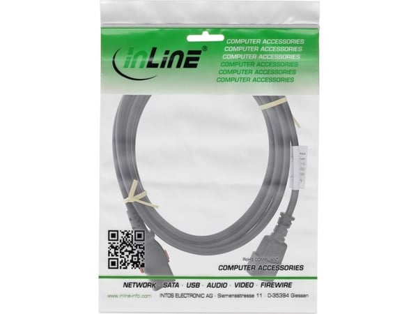 InLine power extension C13 lukittava C14 mustaan - kaapeli - virta/virtalähde (16931L)