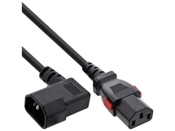 InLine power extension C13 lukittavasta C14:ään kulmikkaasti musta - kaapeli - virta/virransyöttö (16932A)