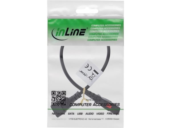 InLine power extension C13 lukittava C14 mustaan - kaapeli - virta/virtalähde (16934L)