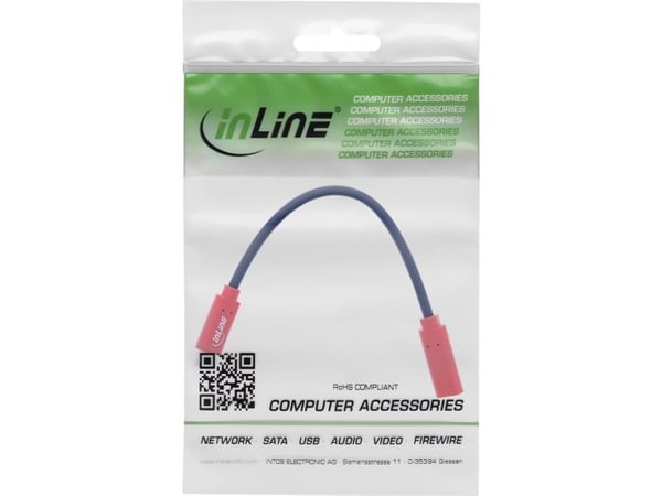 InLine 31654, 0,2 m, USB C, USB C, Rød