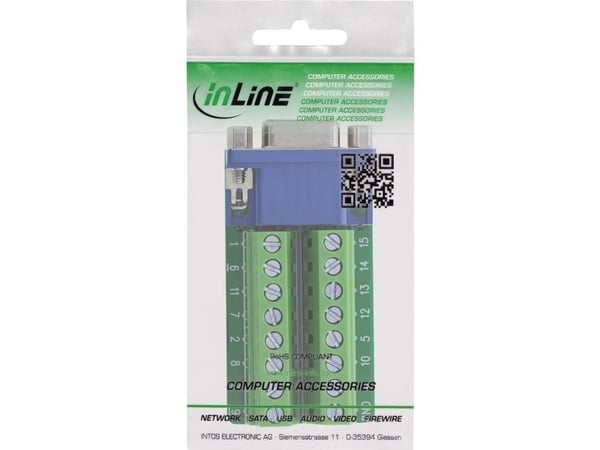 InLine terminalblokk - VGA (HD15) - hunn - 2-radig - skrueklemme (92503A)