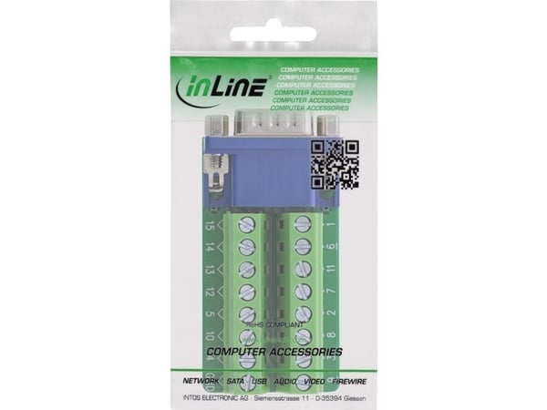 InLine terminalblokk - VGA (HD15) - plugg - 2-radig - skruklemme (92503B)