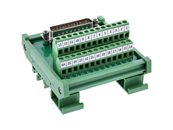 InLine D-Sub 25 terminalblokk - plugg - skrueklemme - DIN-skinne - nummerert (92502I)