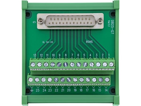 InLine D-Sub 25 terminalblokk - plugg - skrueklemme - DIN-skinne - nummerert (92502I)