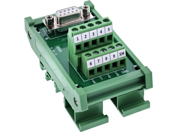 InLine D-Sub 9 terminalblokk - hunn - skrutilkobling - DIN-skinne (92501K)