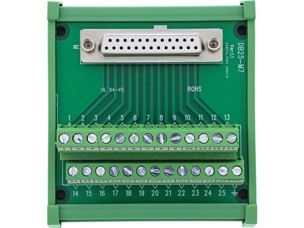 InLine D-Sub 25 terminalblokk - sokkel (Buchse) - skruterminal - for DIN-skinne (92502H)