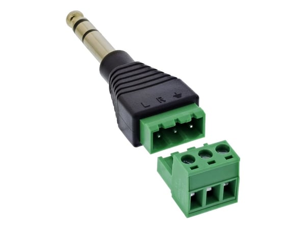 InLine 6,35 mm jackplugg til terminalblokk, stereo, 3-polet (92504L)
