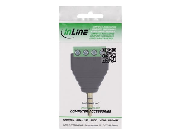 InLine 3,5 mm jack 4-polet stereo/mikro til terminalblokk (92504J) svart