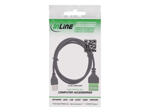 InLine USB-A-pistoke liitinlohkoon - 5-nastainen - kaapelin kanssa (92504G)