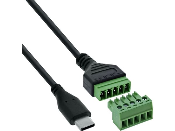 InLine USB-C-pistoke liitinlohkoon - 5-nastainen - kaapelin kanssa (92504E)