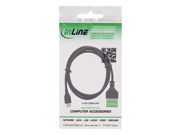 InLine USB-C-pistoke liitinlohkoon - 5-nastainen - kaapelin kanssa (92504E)