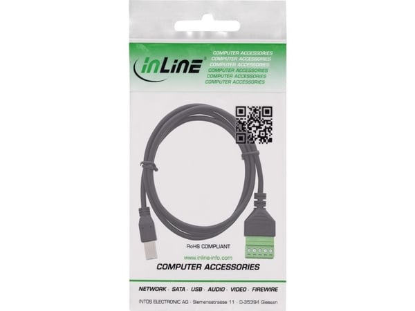 InLine USB-B-liitin liittimeen - 5-nastainen - kaapelin kanssa (92504I)